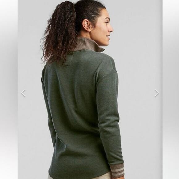 Krimson Klover Ceres Quarter Zip Pullover Tunic Green Brown Trim EUC Size Medium - Picture 2 of 7